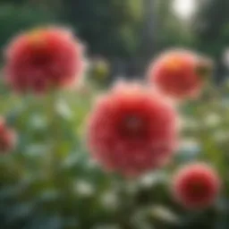 Vibrant dahlia blooms in a garden setting