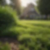 Lush green lawn under sunlight showcasing healthy grass growth