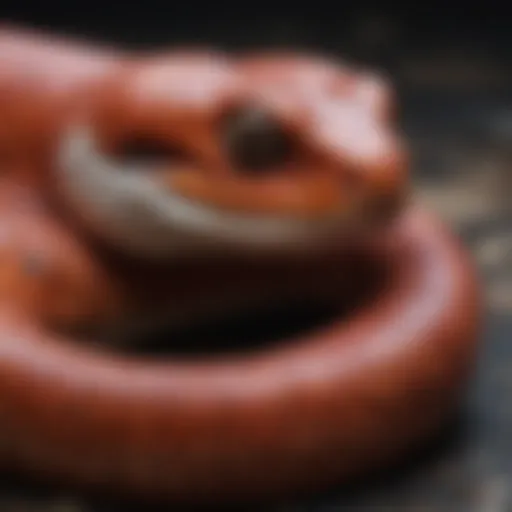 Corn snake basking under a UV light