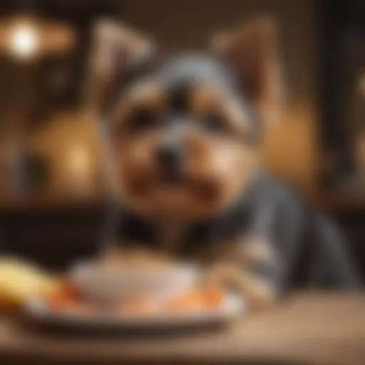 Yorkshire Terrier puppy enjoying nutritious food