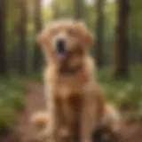 Golden Retriever wearing a training collar outdoors