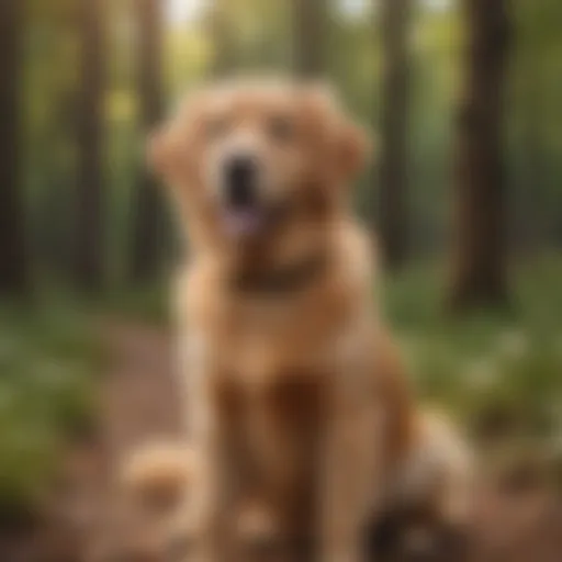 Golden Retriever wearing a training collar outdoors