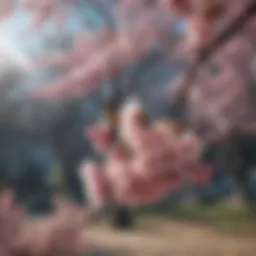 Beautiful cherry blossom tree in full bloom