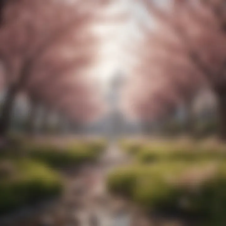 Garden setting ideal for cherry blossom planting