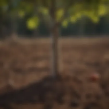 Close-up of rich soil ready for planting apple trees