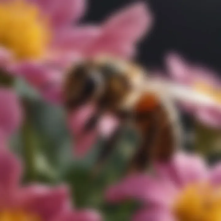 Close-up of a bee on a colorful flower petal