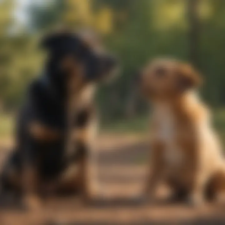 A dog displaying positive body language during an introduction