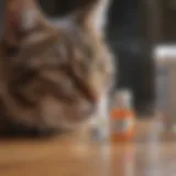 Prescription ear mite medication for cats displayed on a table