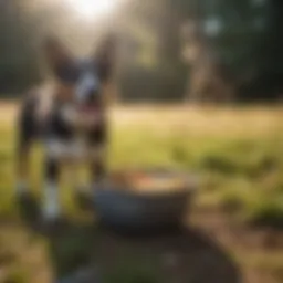 Prima Pets collapsible travel bowl in an outdoor setting with a happy dog.