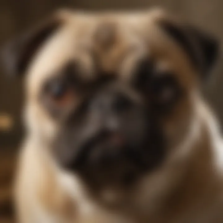 A close-up of a pug hybrid showcasing its unique features