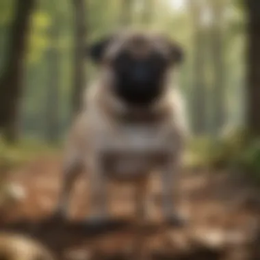 A pug hybrid enjoying outdoor activities