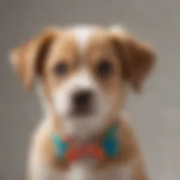 A fashionable puppy wearing a colorful barrette