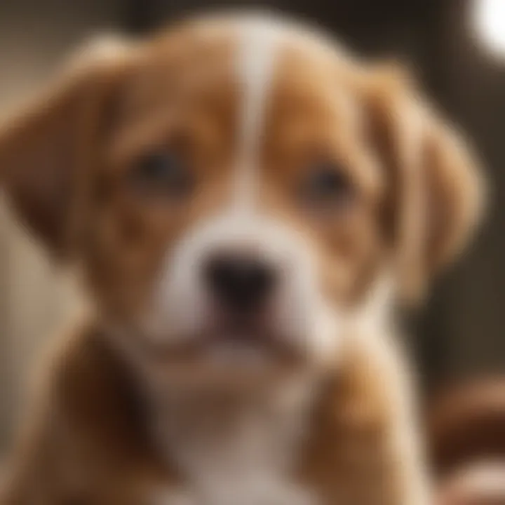 Close-up of a healthy puppy with bright eyes and a shiny coat