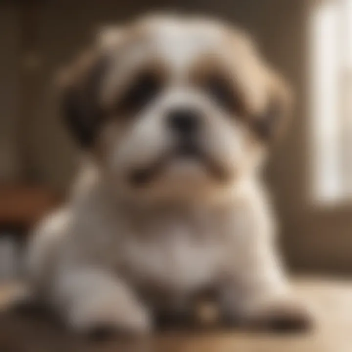 A Shih Tzu puppy receiving positive reinforcement
