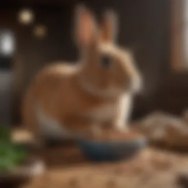 Rabbit Enjoying Nutritious Pellets Happy rabbit enjoying a bowl of nutritious pellets
