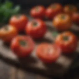 Vibrant Red Beefsteak Heirloom Tomatoes on a rustic wooden table