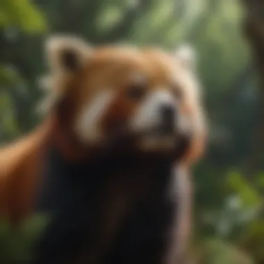 Red panda in its natural habitat, illustrating its size and adaptability.