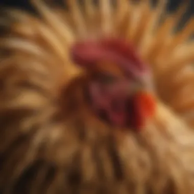 Close-up of a rooster's comb and wattles, highlighting breed-specific features