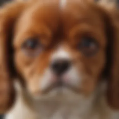 Close-up of a Ruby Cavalier King Charles Spaniel puppy's face