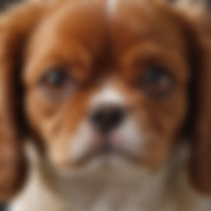 Close-up of a Ruby Cavalier King Charles Spaniel puppy's face