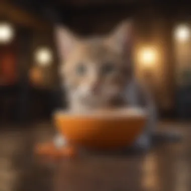 Happy kitten enjoying a bowl of premium wet cat food