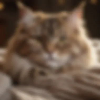 A charming Siberian cat lounging on a cozy blanket