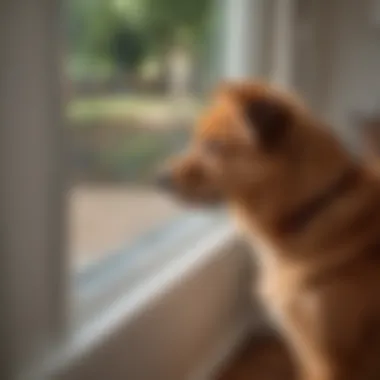 Close-up view of a sliding glass dog door designed for large breeds, highlighting security features.