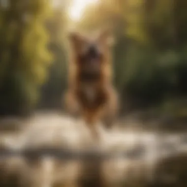 A happy dog enjoying Solid Gold Leaping Waters food