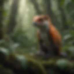 A vibrant rainforest teeming with diverse flora and fauna