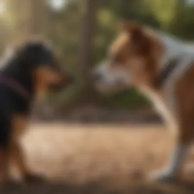 A pet owner interacting with a calm dog