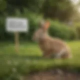 A lush green lawn with signs of rabbit activity.