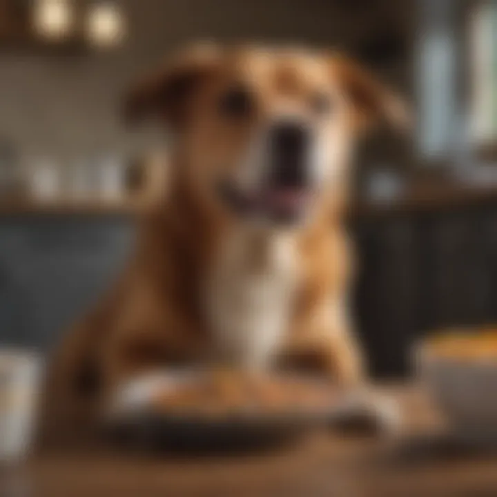 A joyful dog enjoying a bowl of Sunday’s food, highlighting its appeal to pets.