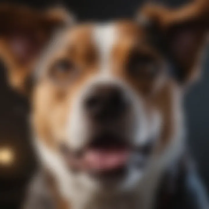 A close-up of a dog's facial expression showcasing playfulness