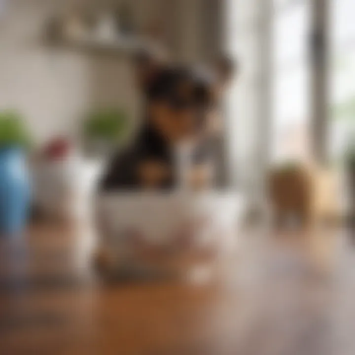 A teacup dog interacting playfully with its owner in a bright, inviting living space.