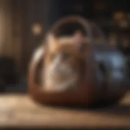 Various stylish cat bags on display