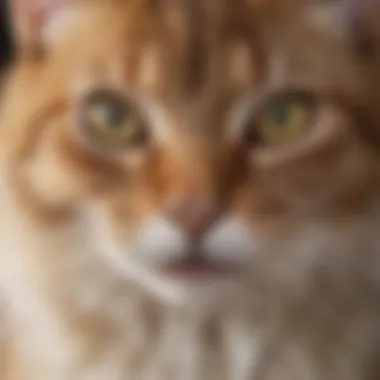 A close-up of a cat happily chewing on a flea and tick treatment.