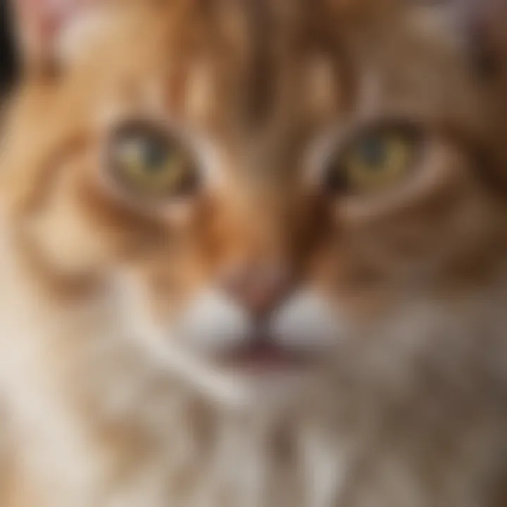 A close-up of a cat happily chewing on a flea and tick treatment.