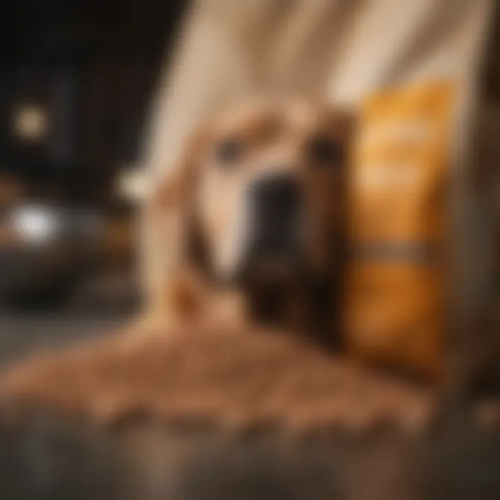 A close-up of a bag of quality dry food specifically formulated for Labradors.