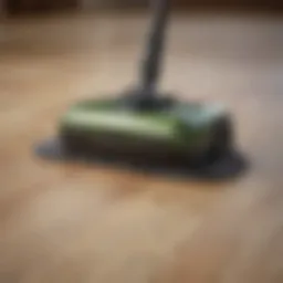 An electric floor sweeper effortlessly removing pet hair from hardwood floors