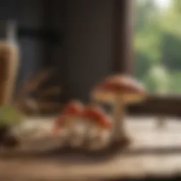 Nutrient-rich mushrooms on a wooden table