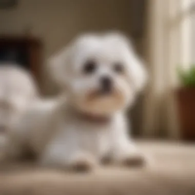 Maltese: The Graceful Non-Shedding Companion A striking Maltese sitting gracefully on a plush surface.
