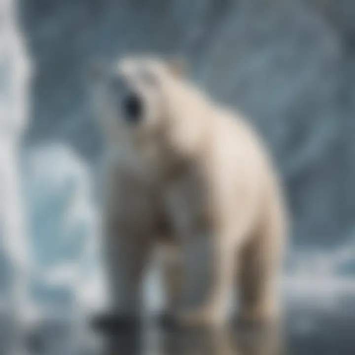 Polar bear standing against a backdrop of melting ice