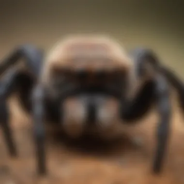 Close-up of tarantula exhibiting unique coloration