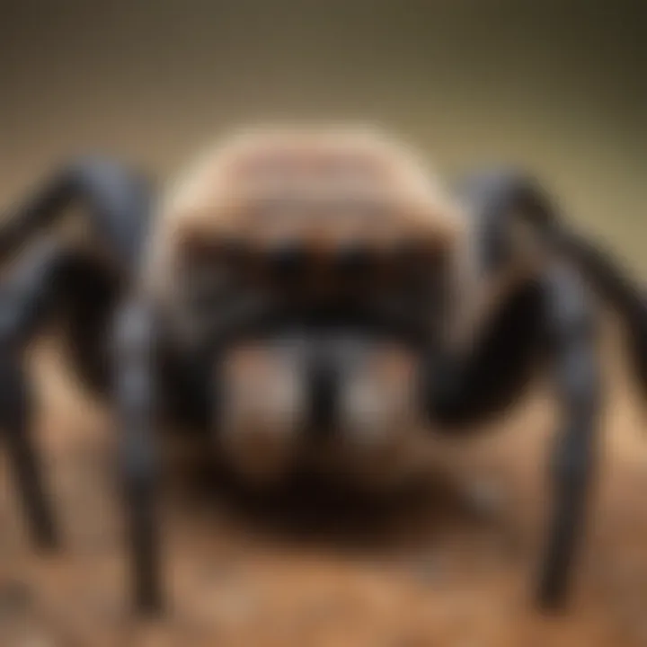 Close-up of tarantula exhibiting unique coloration