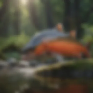 Diverse species of salmon in their natural habitat