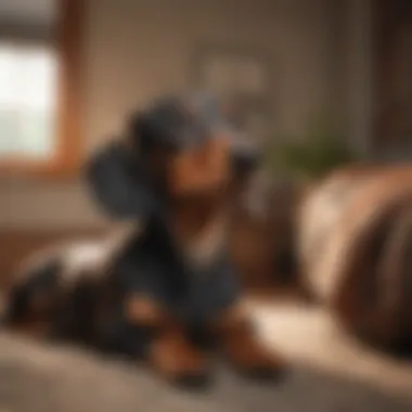 A Dachshund sitting in a cozy home environment