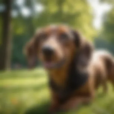 Dachshund enjoying a playful day in a park