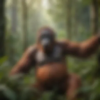 Bornean Orangutan in Lush Forest Bornean orangutan in its natural habitat