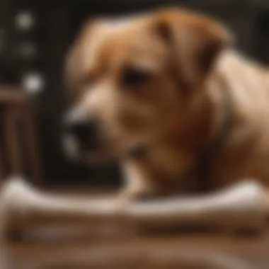 A pet owner inspecting the safety features of an artificial dog bone.