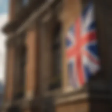 The Union Jack waving proudly in front of a historical building